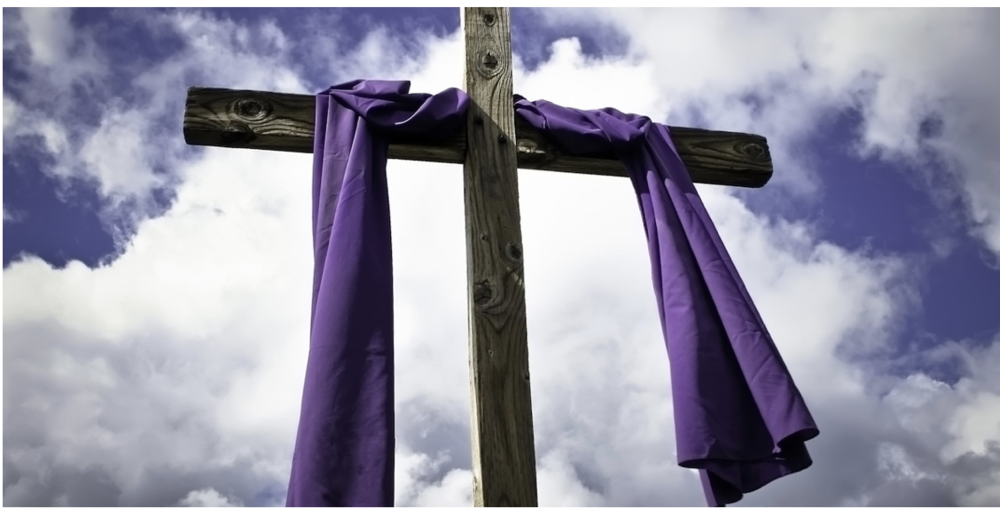 Cross purple drap